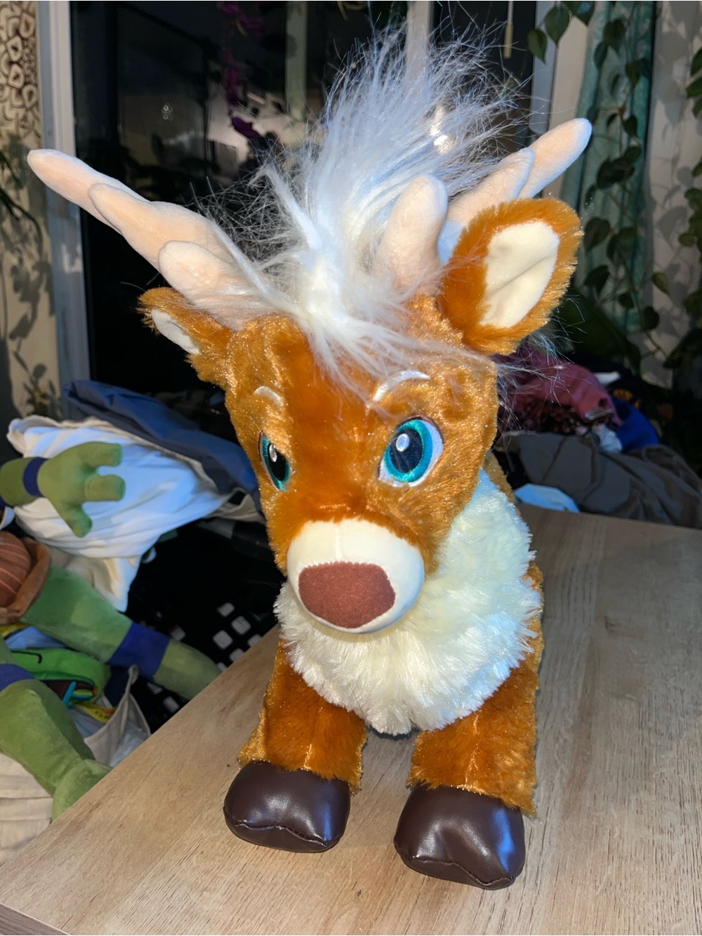 Build-A-Bear Brown and White Reindeer Plush with Blue Eyes